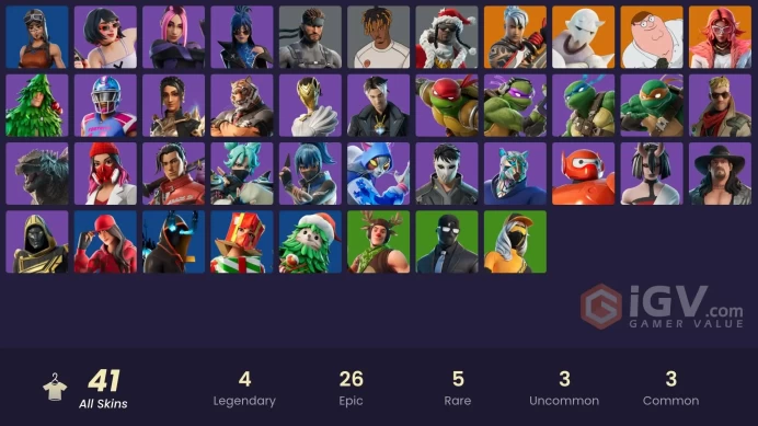 | PC/XBOX | 41 SKINS | Valeria | Snap | Ronin | Peter Griffin | Lt. Evergreen | Slayer Juice WRLD | Shanta | Nyanja | 200 VBUCKS | FxDrT |