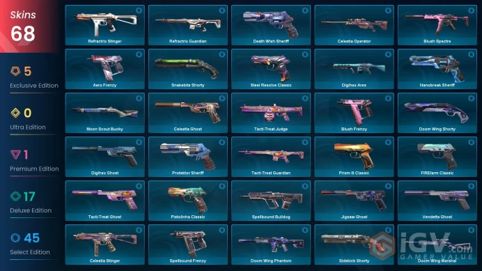 EU | 60 Skins | Singularity Vandal | Reaver Phantom | Solarex Relic | Composite Knife | Hieroscape Blades | Byteshift Knife
