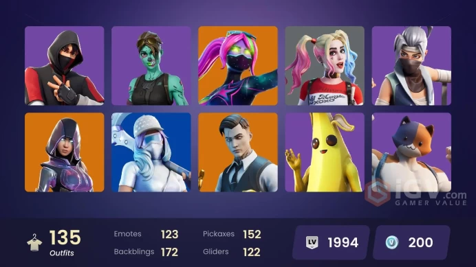 [PC] 135 skins | OG STW | IKONIK | Glow | Gold Midas | Carbon Commando | Tart Tycoon | Point Patroller | Trilogy | Clutch | Grind | 200 VB