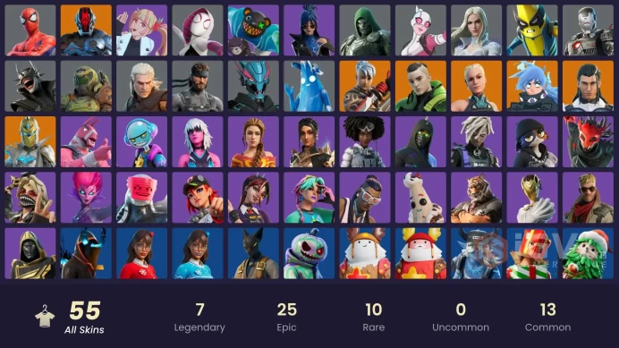 Fortnite Account [PC] 55 skins | Spectra Knight | The Foundation | Twyn | Nezumi | Paradigm (Reality-659) | The Ageless | Ronin | Spider-Gwen | 