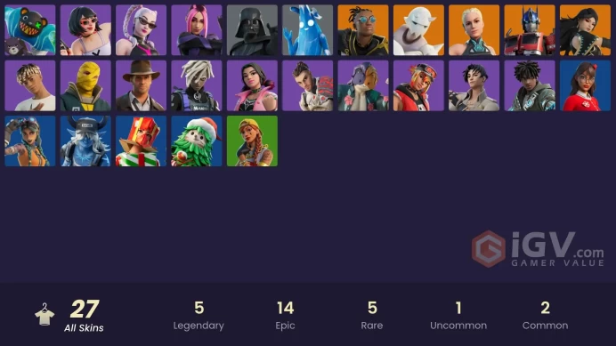27 skins [All Platforms] Optimus Prime | Malik | Era | Paradigm (Reality-659) | Snap | Darth Vader | 200 VB | Instant Delivery