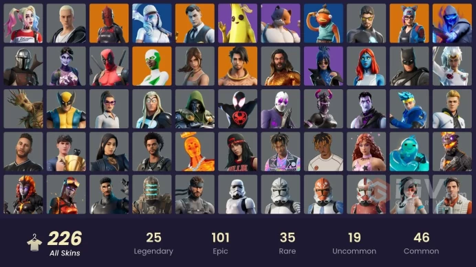226 skins [All Platforms] Lara Croft | Reaper | Backlash | Peely | Peter Griffin | Take The Elf | 1450 VB | Instant Delivery
