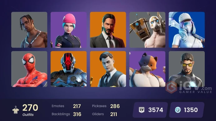 270 skins [All Platforms] Wildcat | Travis Scott | Astro Jack | The Champion | Lara Croft | Reaper | Joltara | 1350 VB | Instant Delivery