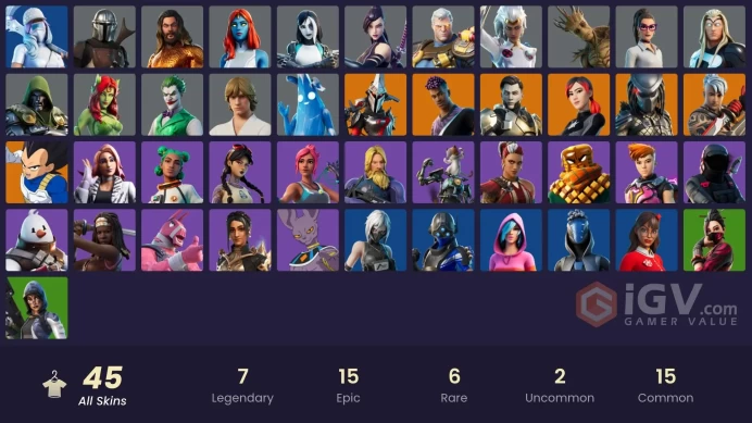 | PC/PSN/XBOX | 45 SKINS | Midas Rex | Vegeta | Ronin | Eternal Knight | Mandalorian | Fade | Predator | Polarity | Thor | 950 VBUCKS | FxMiO |