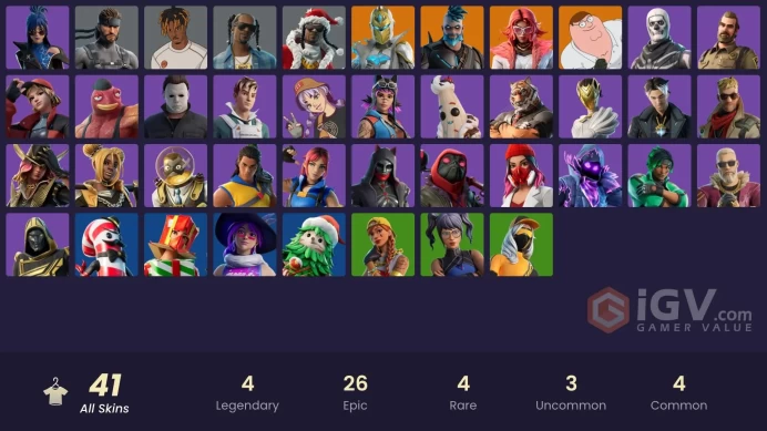 | PC/XBOX | 41 SKINS | Peter Griffin | Omegarok | Valeria | Spectra Knight | Nisha | Montague | Blitz Knight | Snoop Dogg | 100 VBUCKS | FxzVd |