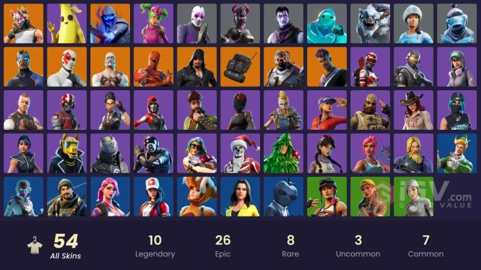 | PC/XBOX | 54 SKINS | Carbide | Drift | Fusion | The Scientist | Catalyst | Fade | Ragnarok | Blackheart | Hybrid | Rook | 150 VBUCKS | Fy58u |