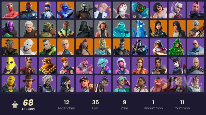 | PC/XBOX | 68 SKINS | Snap | Malik | Gear Specialist Maya | Ronin | Paradigm (Reality-659) | Omegarok | Spectra Knight | 1400 VBUCKS | Fub1K |