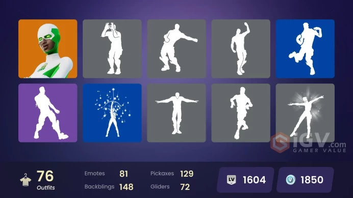 | PC | 76 SKINS | Hades | Zeus | Backlash | Bones | Carmine Rosso | Outlaw Midas | Godzilla Evolved | Yulejacket | Polus | 1850 VBUCKS | FvP5G |