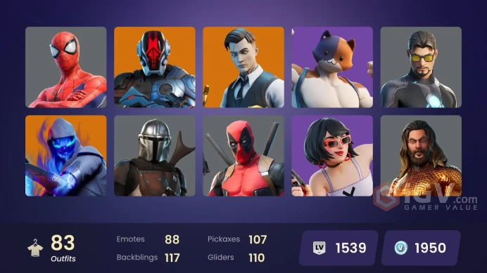 | PC/PSN | 83 SKINS | Ronin | Vendetta | Eternal Knight | Malik | Rox | Fade | Sentinel | Midas | The Scientist | Fusion | 1950 VBUCKS | Fy73c |