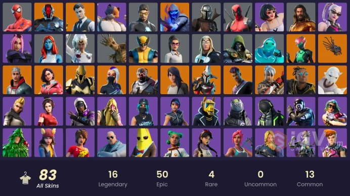 | PC/PSN | 83 SKINS | Ronin | Vendetta | Eternal Knight | Malik | Rox | Fade | Sentinel | Midas | The Scientist | Fusion | 1950 VBUCKS | Fy73c |