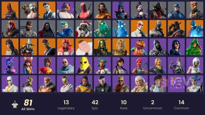 | PC/PSN/XBOX | 81 SKINS | Peter Griffin | Wild Card | Zeus | Zero | Deadfire | Valeria | Hades | Red Knight | Fade | Kit | 400 VBUCKS | FxHAr |
