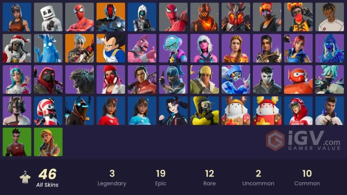 | PC/PSN/XBOX | 46 SKINS | Vegeta | The Foundation | Ronin | Yulejacket | Gumbo | Dark Doggo | Explorer Emilie | Harlowe | 300 VBUCKS | FxNrC |