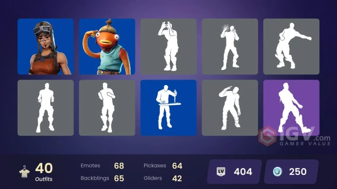 | PC/PSN/XBOX | 40 SKINS | Joss | Meowdas | Katalina | Yulejacket | Nyanja | Santa Dogg | 1-Ball | Kendo | Dynamo TNTina | 250 VBUCKS | FwsCd |