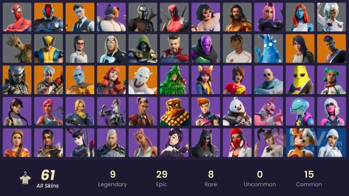 | PC/XBOX | 61 SKINS | Fade | Ronin | Mandalorian | Predator | Midas | The Foundation | Gear Specialist Maya | Deadpool | 350 VBUCKS | FxoFZ |