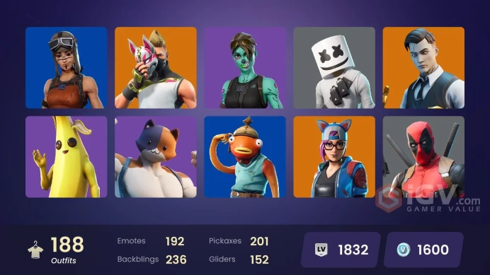 (PC PSN XBOX) 188 skins | Renegade Raider | Gold Midas | Cobalt Snowfoot | Shady Doggo | Catalyst | The Ice King | Blackheart | Spectra Knight |
