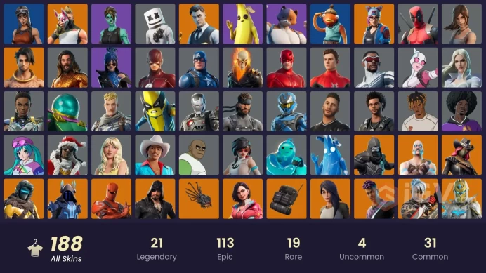 (PC PSN XBOX) 188 skins | Renegade Raider | Gold Midas | Cobalt Snowfoot | Shady Doggo | Catalyst | The Ice King | Blackheart | Spectra Knight |