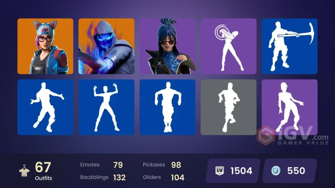 | PC | 67 SKINS | Gear Specialist Maya | Catalyst | Peter Griffin | Fusion | Rox | Sentinel | Blackheart | Hybrid | Lynx | 550 VBUCKS | Fx8tz |