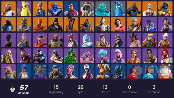 | PC/XBOX | 57 SKINS | Ruin | Zenith | Drift | Luxe | Hybrid | Fusion | Blackheart | Ronin | Rox | The Prisoner | Lynx | 300 VBUCKS | Fwjzm |
