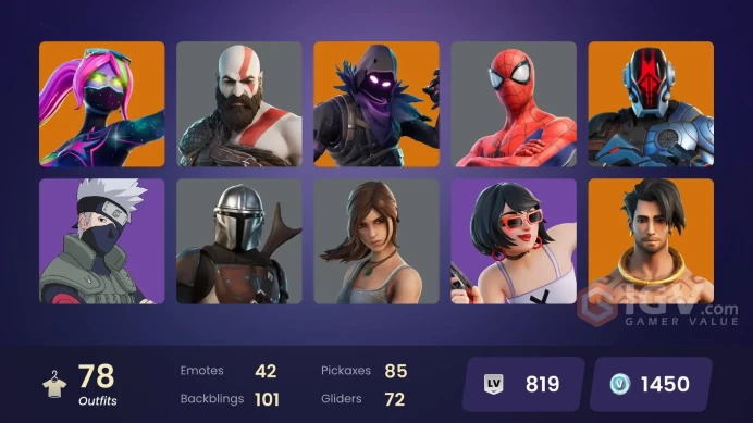 (PC PSN XBOX) 78 skins | LEVIATHAN AXE / Kratos | Master Chief (Matte Black) | Naruto Uzumaki | Cloud Striker | Fixer | Sultura | Renzo the Dest
