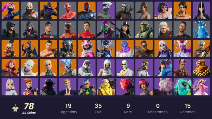(PC PSN XBOX) 78 skins | LEVIATHAN AXE / Kratos | Master Chief (Matte Black) | Naruto Uzumaki | Cloud Striker | Fixer | Sultura | Renzo the Dest