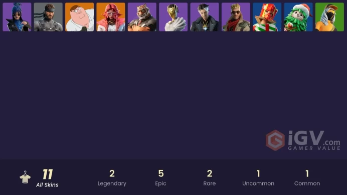 11 skins [All Platforms] Peter Griffin | Valeria | Solid Snake | Hope | Montague | Nisha | Oscar | 500 VB | Instant Delivery