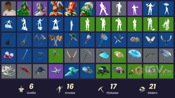 6 skins [All Platforms] Slayer Juice WRLD | Katalina | Lt. Evergreen | Wooly Warrior | Winterfest Bushranger | 800 VB | Instant Delivery