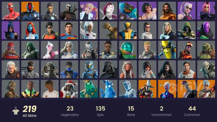 219 skins [All Platforms] Reaper | Spider-Man | Spider-Gwen | Geralt of Rivia | Peter Griffin | Galaxy Scout | 1300 VB | Instant Delivery