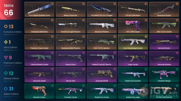 EU | Champions 2024 Bundle, Nocturnum Scythe, Evori Dreamwings Vandal, Prelude to Chaos Vandal, Spectrum Phantom, Reaver Ghost