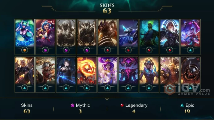 EUW / IRON 1(60LP) - 91 Champ - 63 Perfect Skins(1 Ultimate,3 Mythic, 4 Legendary, 19 Epic) - 40K BE - 1391 RP  - S3 ACC - FULL ACCES -CHEAP