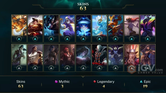 EUW / IRON 1(60LP) - 91 Champ - 63 Perfect Skins(1 Ultimate,3 Mythic, 4 Legendary, 19 Epic) - 40K BE - 1391 RP  - S3 ACC - FULL ACCES -CHEAP