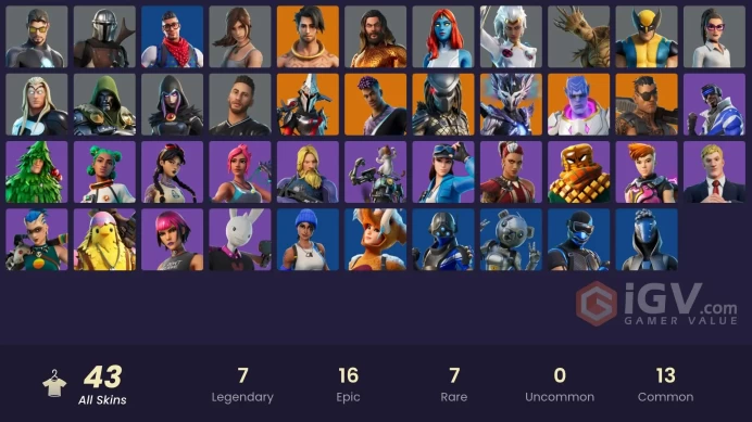 | PC/PSN/XBOX | 43 SKINS | Eternal Knight | Spire Assassin | Mandalorian | Predator | Fade | Raz | Joey | Kymera | Mave | 1550 VBUCKS | FyASH |