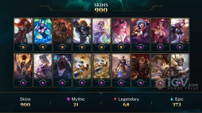 NA - Diamond 2014 - 900 Skins - 21 Mythic - Hextech Renekton - Dreadnova Darius - Prestige Obsidian Dragon Sett - Prestige Faerie Court Katarina