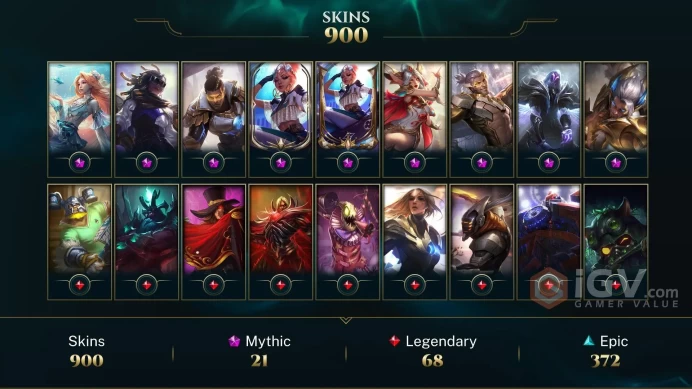 NA - Diamond 2014 - 900 Skins - 21 Mythic - Hextech Renekton - Dreadnova Darius - Prestige Obsidian Dragon Sett - Prestige Faerie Court Katarina