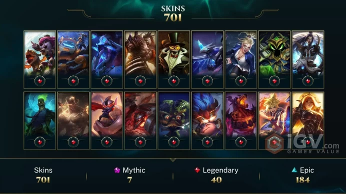 EUW ~ 800 Skins/Chromas - Neo PAX Sivir - Prestige K/DA Kai'Sa - Prestige Blood Moon Aatrox - Hextech Annie 7 Mythic - Nightbringer Yasuo DY144