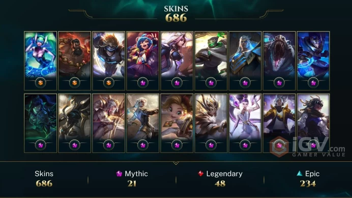 NA - Diamond 2021 - Emerald 2025 - 589 LVL - 733 Skins/Chromas - 21 Mythic - Prestige True Damage Yasuo - Prestige Project: Zed - DY148
