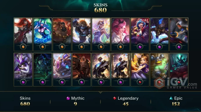 EUW - 724 Skins/Chromas - All Champs - 9 Mythic - Neo PAX Sivir - Soulstealer Vayne Chroma - Prestige Soul Fighter Shaco Dreadnova Darius DY151