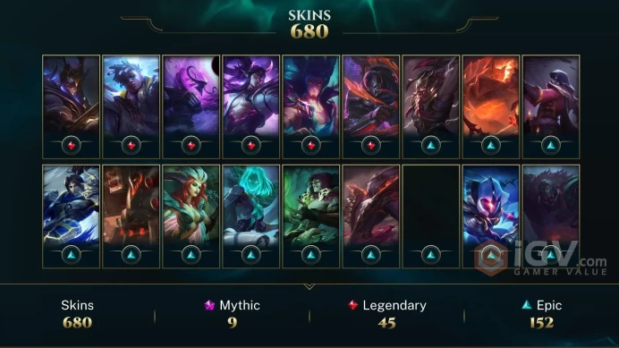 EUW - 724 Skins/Chromas - All Champs - 9 Mythic - Neo PAX Sivir - Soulstealer Vayne Chroma - Prestige Soul Fighter Shaco Dreadnova Darius DY151