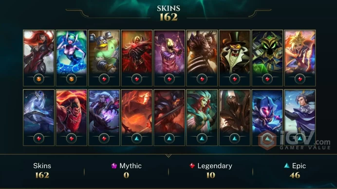 EUNE - RANK READY - 163 Champ - 162 Good Skins ( 2 Ultimate, 10 Legendary, 46 Epic) - 12K BE - S4 ACC - HANDMADE - FULL ACCES- CHEAP