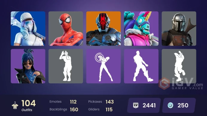 104 skins [All Platforms] Joltara | Spider-Man | Peter Griffin | The Foundation | Vi | Kado Thorne | Ronin | 250 VB | Instant Delivery