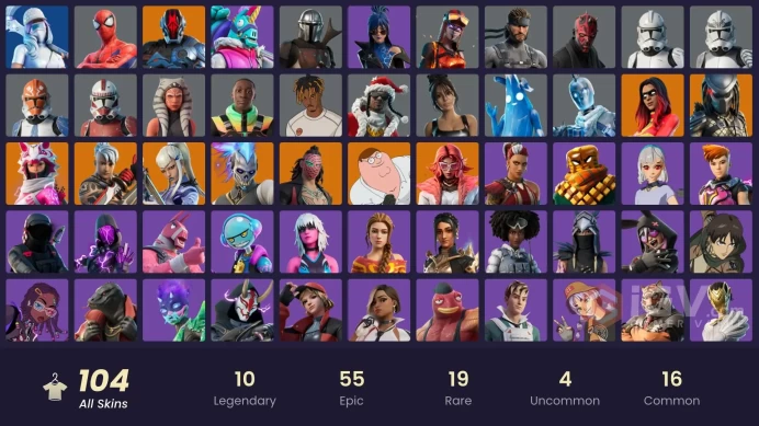 104 skins [All Platforms] Joltara | Spider-Man | Peter Griffin | The Foundation | Vi | Kado Thorne | Ronin | 250 VB | Instant Delivery