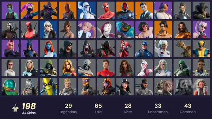 198 skins [All Platforms] OG STW | Lara Croft | Reaper | Dummy Supreme | Spider-Man | Spider-Gwen | Meowscles | 300 VB | Instant Delivery
