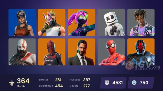 364 skins [All Platforms] OG STW | Leviathan Axe | Lara Croft | Aloy | Drift | Calamity | Spider-Man | 550 VB | Instant Delivery