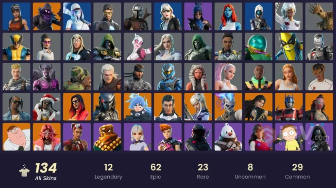 135 skins [All Platforms] Joltara | Geralt of Rivia | Peter Griffin | Renegade Raider | Raven | Optimus Prime | 350 VB | Instant Delivery