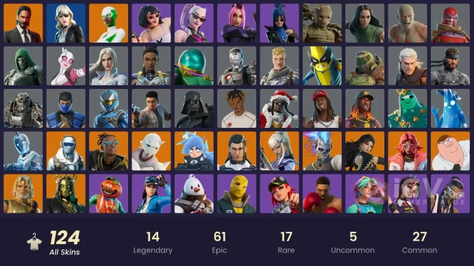 124 skins [All Platforms] Backlash | John Wick | Geralt of Rivia | Peter Griffin | Cloud Striker | 650 VB | Instant Delivery
