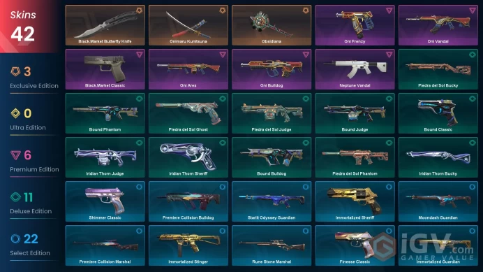 EU - LVL 103 - Unranked - 3 Knifes - 42 Skins (~19,550 VP) Black.Market Butterfly Knife, Obsidiana, Onimaru Kunitsuna, Black.Market Classic, Nep