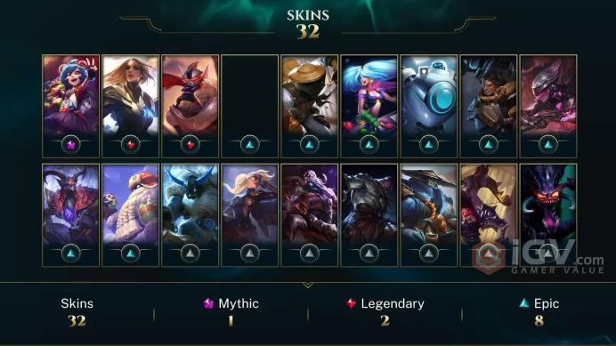 EUW - SILVER 3(55LP) - +HIGH LP GAIN - 93 Champ - 32 Good Skins (1 Mythic, 2 Legendary, 8 Epic) - 18K BE - S3 ACC - HANDMADE - FULL ACCES- CHEAP