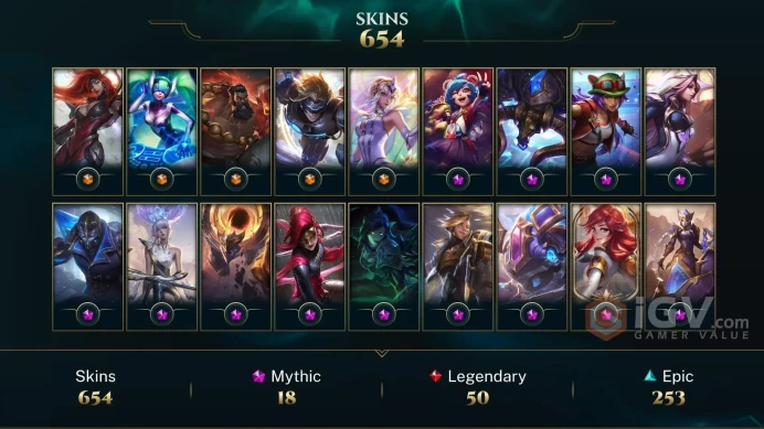EUW - 744 Skins/Chromas - All Champions - 18 Mythics - Prestige Star Guardian Ekko - Prestige Psyops Ezreal - Prestige K/DA Kai'Sa - DY154