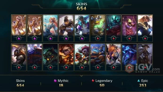 EUW - 744 Skins/Chromas - All Champions - 18 Mythics - Prestige Star Guardian Ekko - Prestige Psyops Ezreal - Prestige K/DA Kai'Sa - DY154