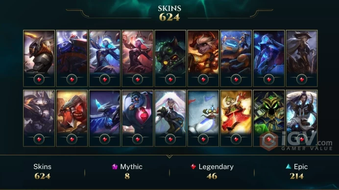 EUW - 506 LVL - 732 Skins/Chroma - Dreadnova Darius - Hextech Kassadin - Final Boss Veigar Chroma Mythic Prestige Star Guardian Malphite DY158