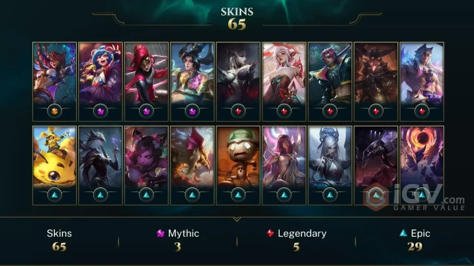 EUW / SILVER 4 %0WR - 101 Champ - 65 Perfect Skins(1 Ultimate, 3 Mythic, 5 Legendary, 29 Epic) - 20K BE - HANDMADE - FULL ACCES -CHEAP